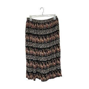 VTG Stonebridge Giraffe Safari Black/Brown Maxi Skirt Size X-Large Elastic Waist